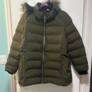 Zeroxposur holly heavyweight faux fur trim quilted puffer jacket size 1X